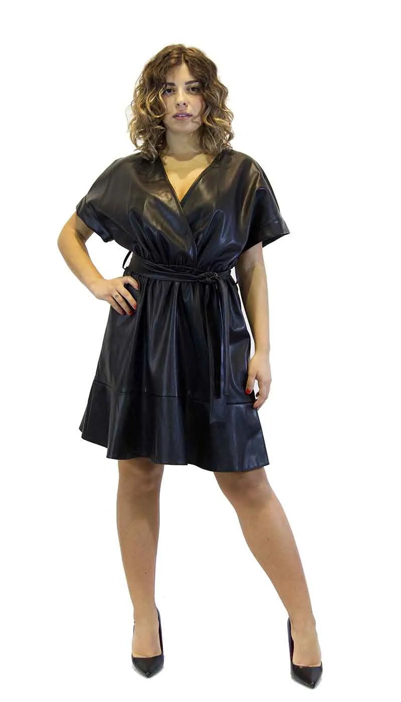 Silvian Heach  Vestito donna corto in ecopelle nero. A/I 2020/21