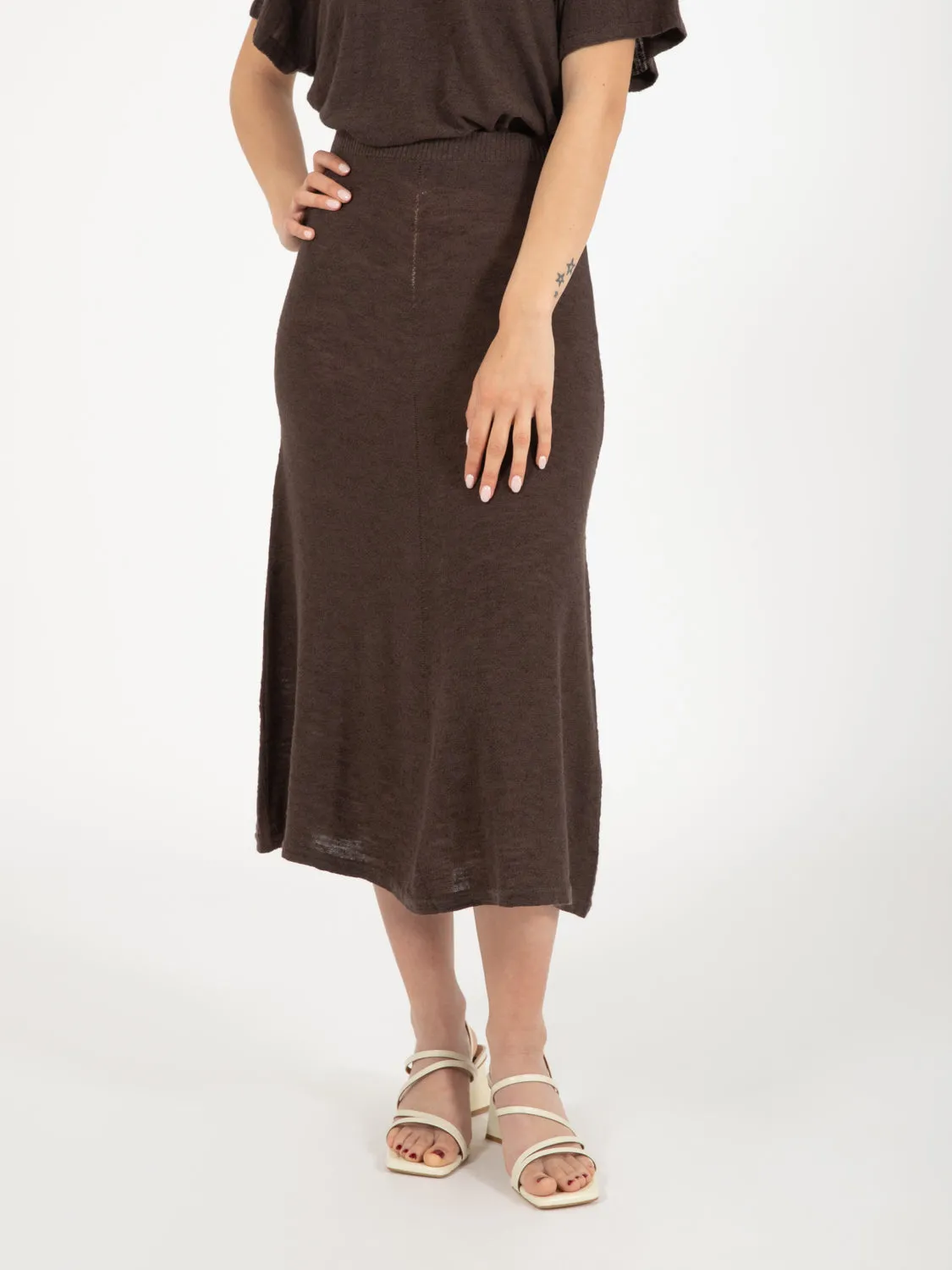 Gonna midi misto lino cacao