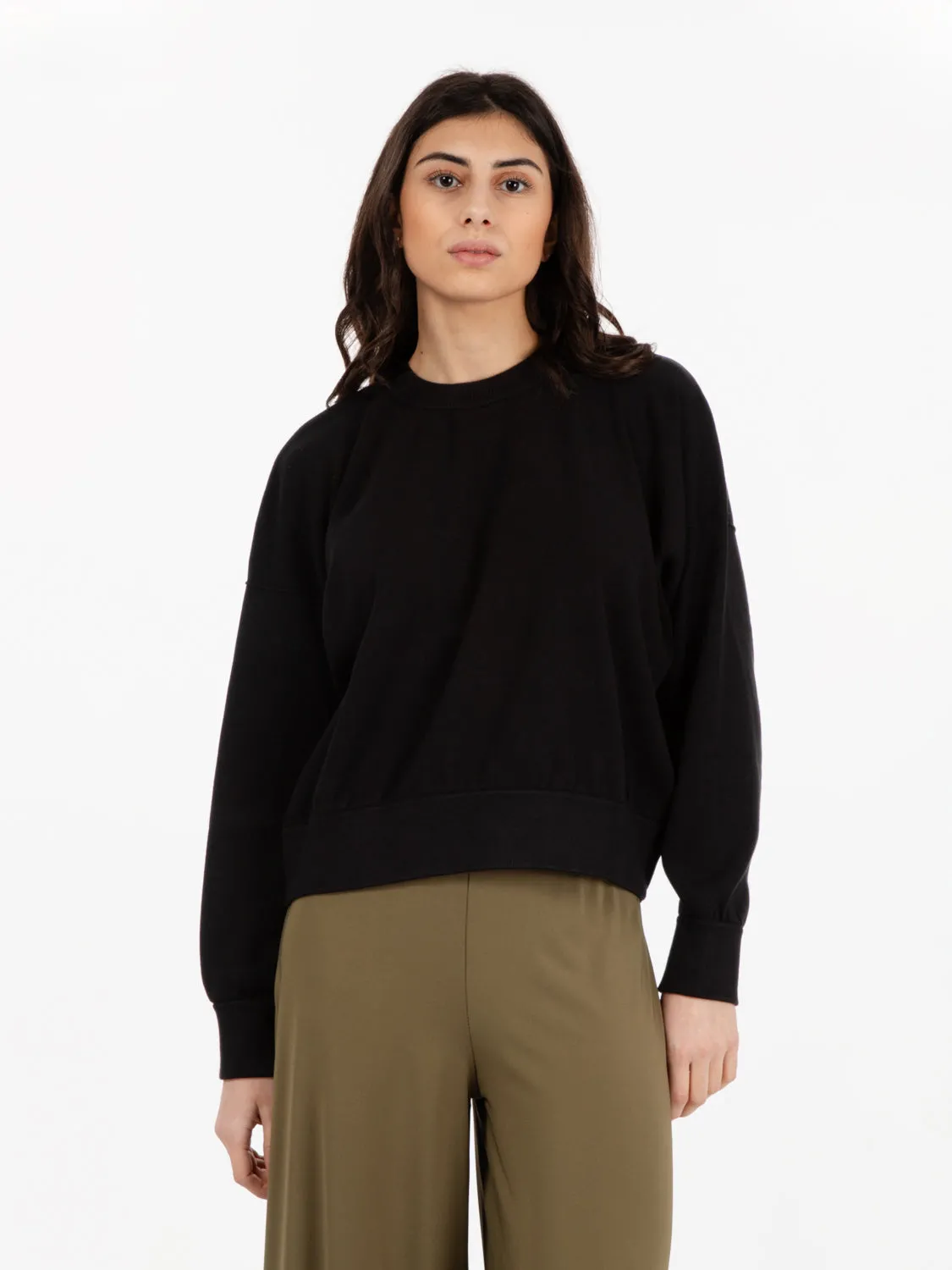 Maglione girocollo viscosa nero