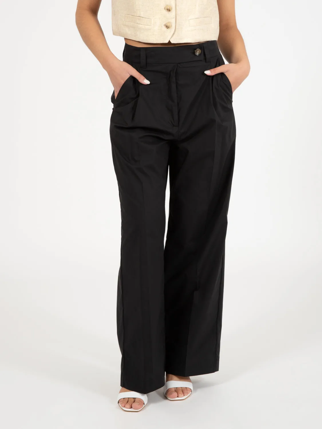 Pantaloni palazzo popeline neri