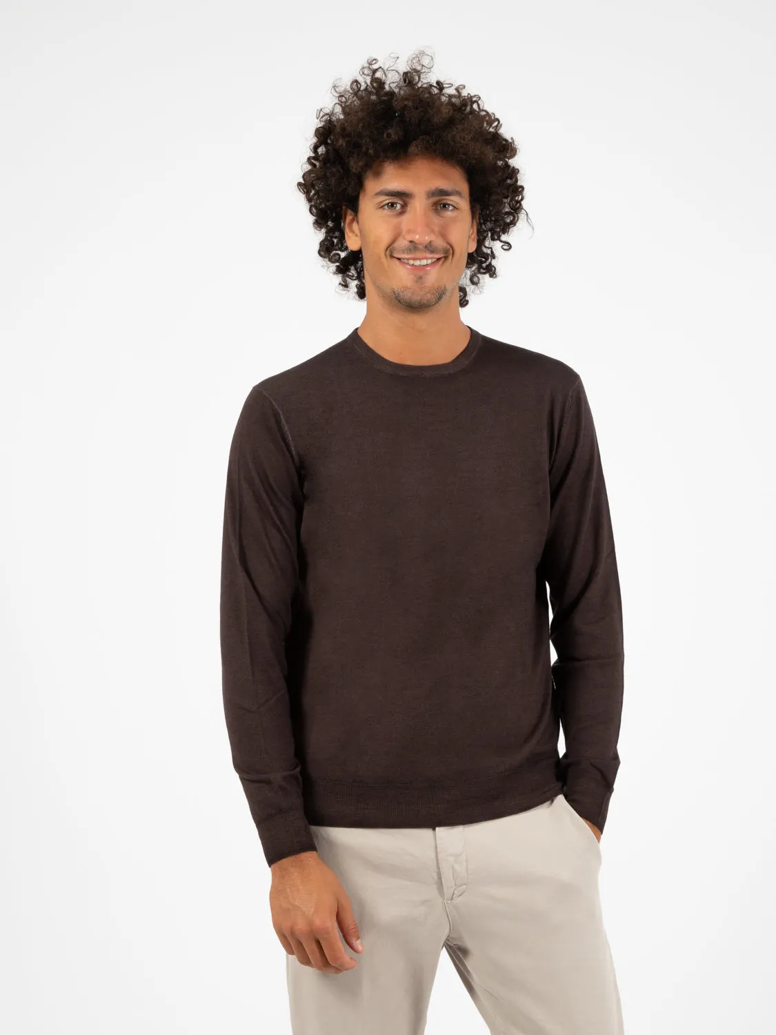 Maglione leggero girocollo granato / amaranto