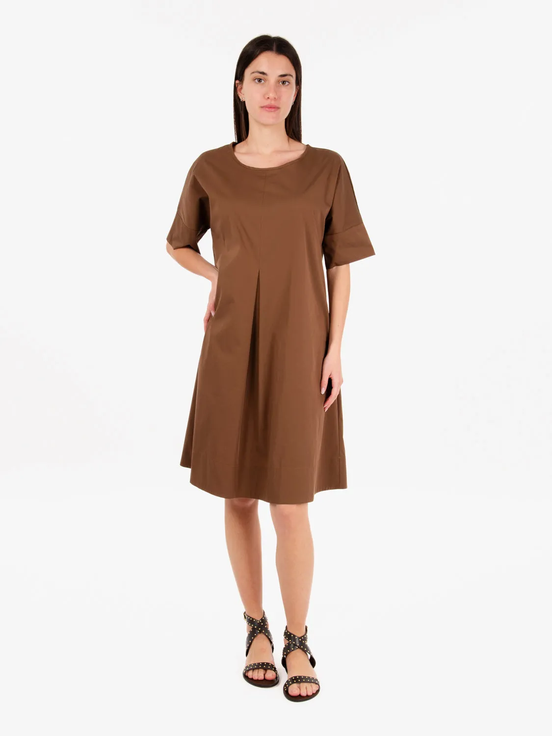 Abito corto in cotone cacao