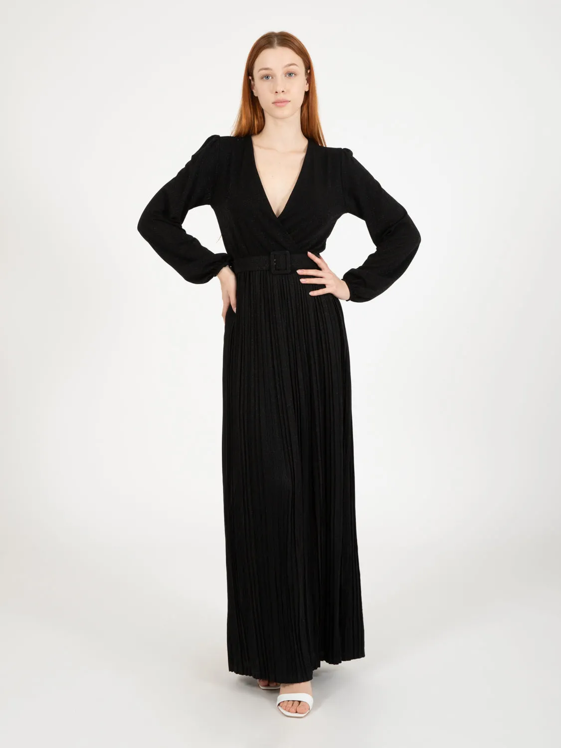 Abito lungo plissè nero