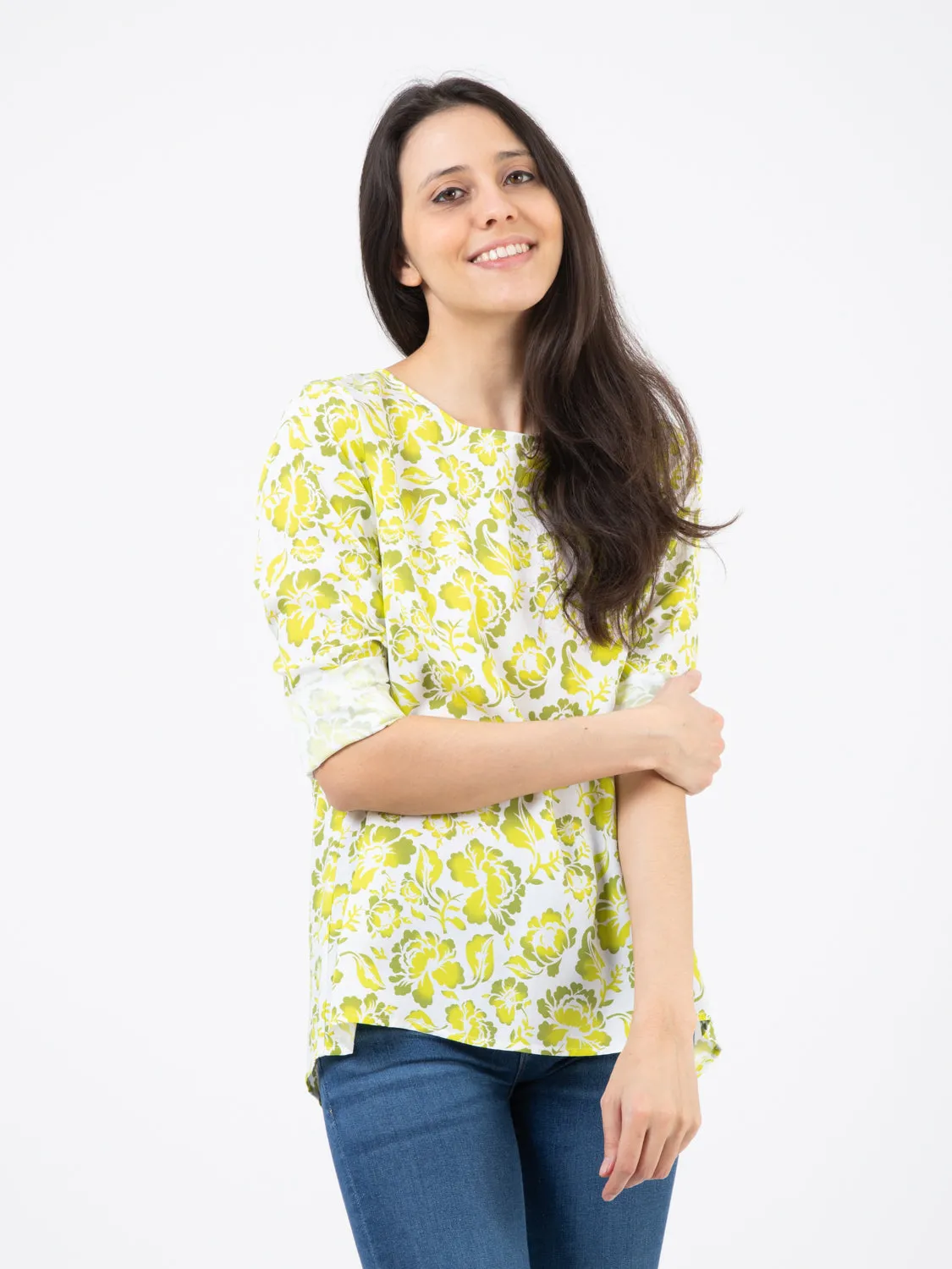 Camicia Innocenza stampa floreale verde