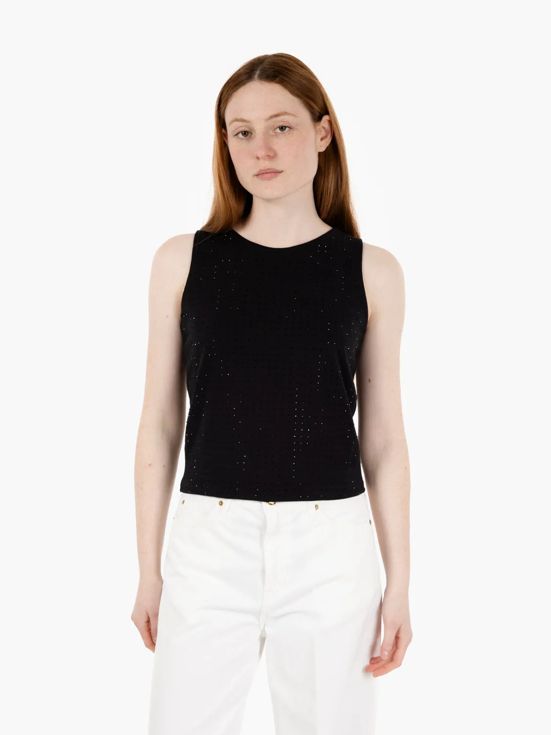 Canotta con swarosky applicati nero