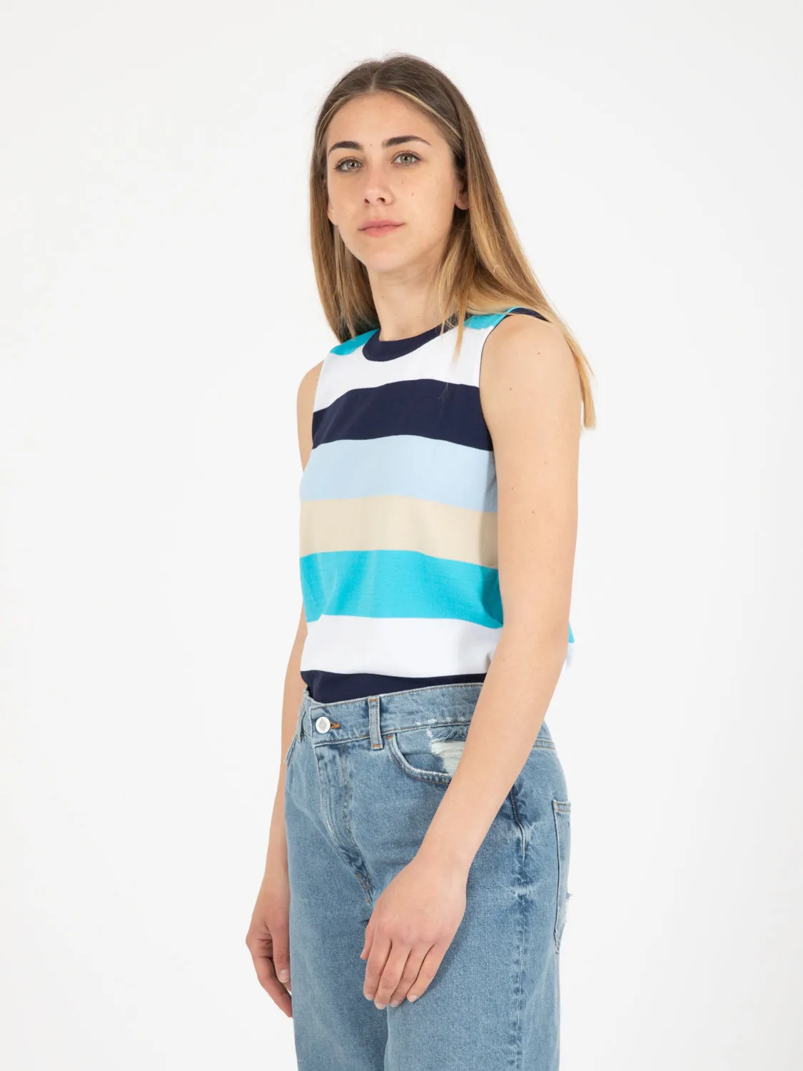 Canotta turchese / beige