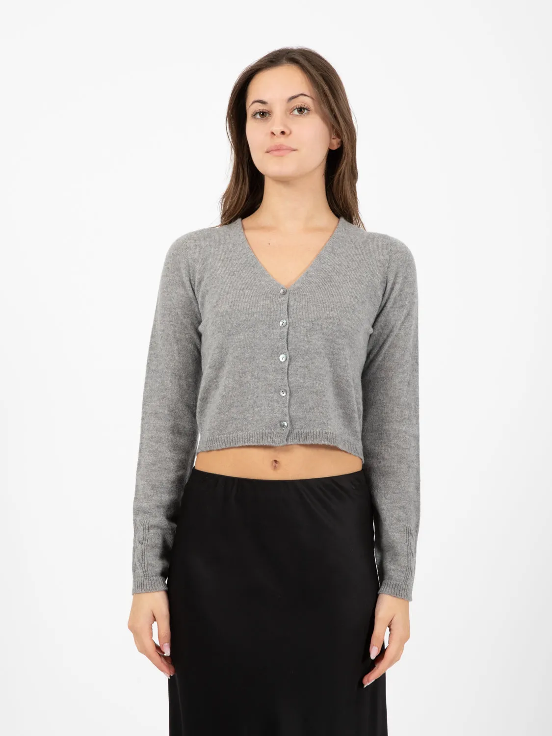 Cardigan crop grigio