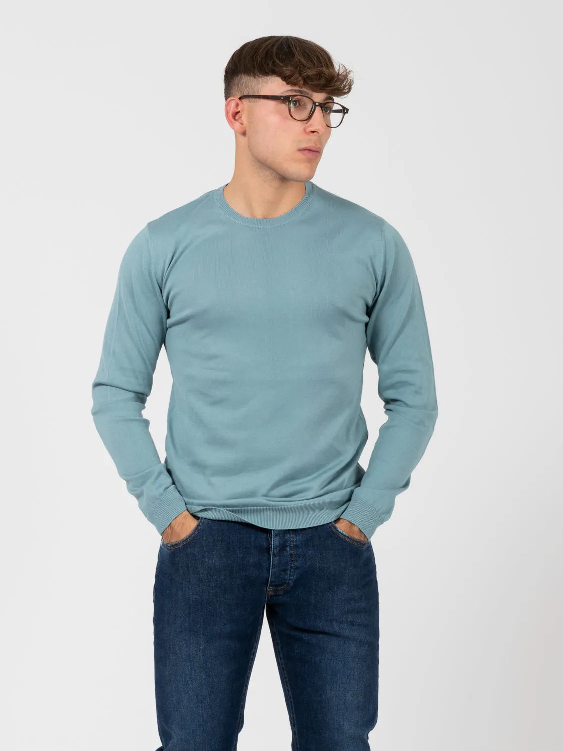 Maglia girocollo in cotone polvere