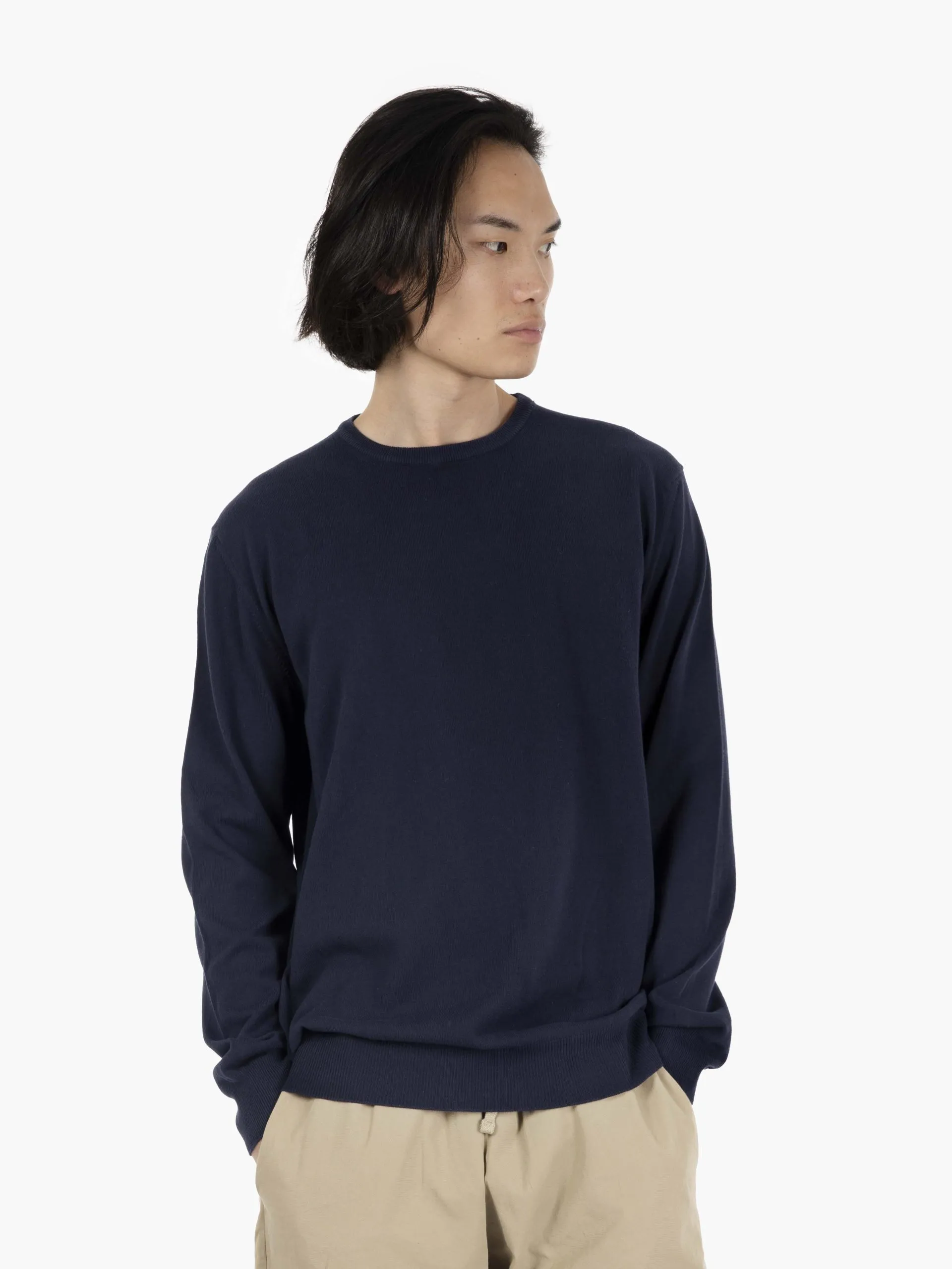 Maglione girocollo in cotone navy