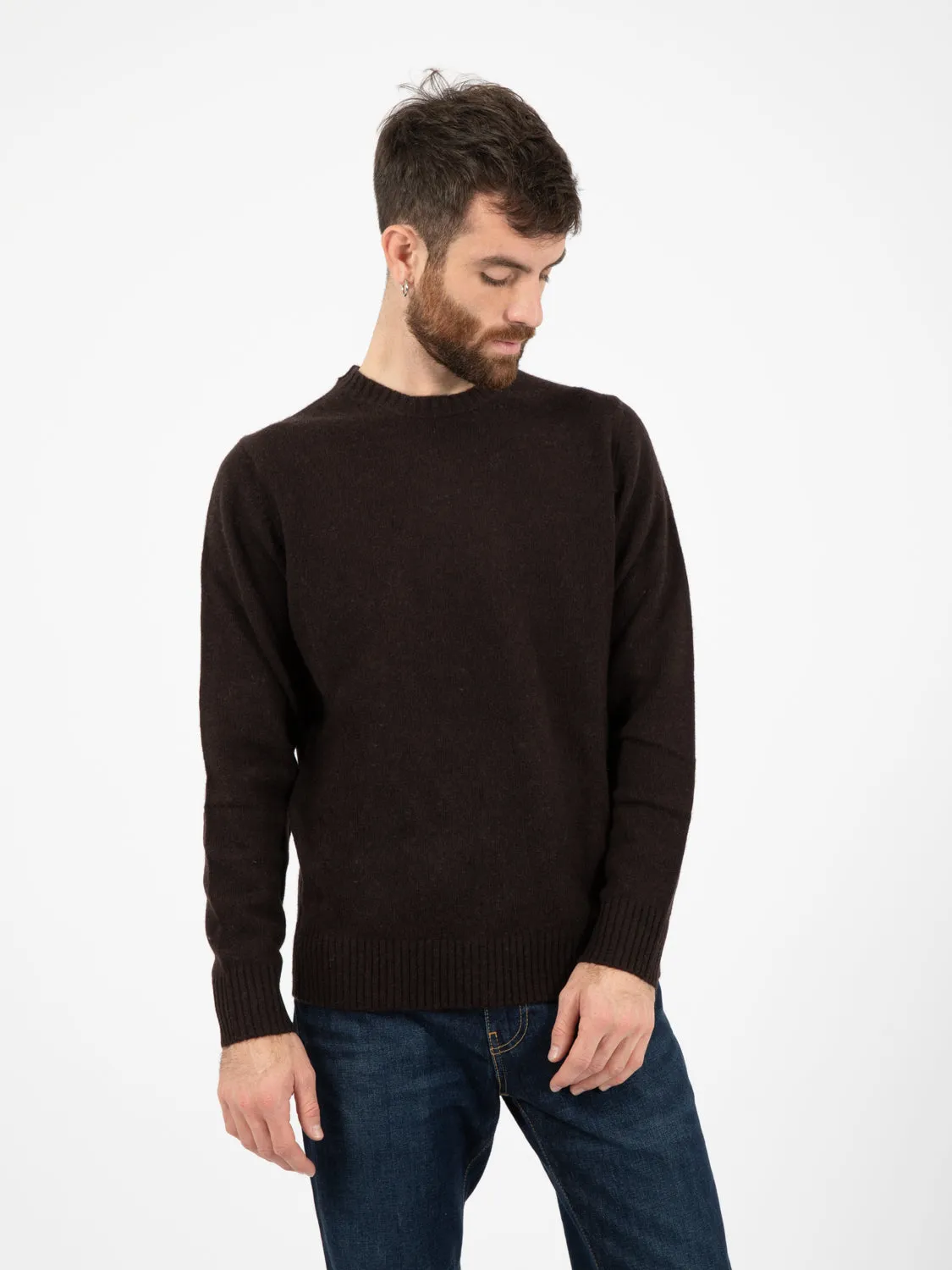Maglione girocollo Lambswool testa di moro