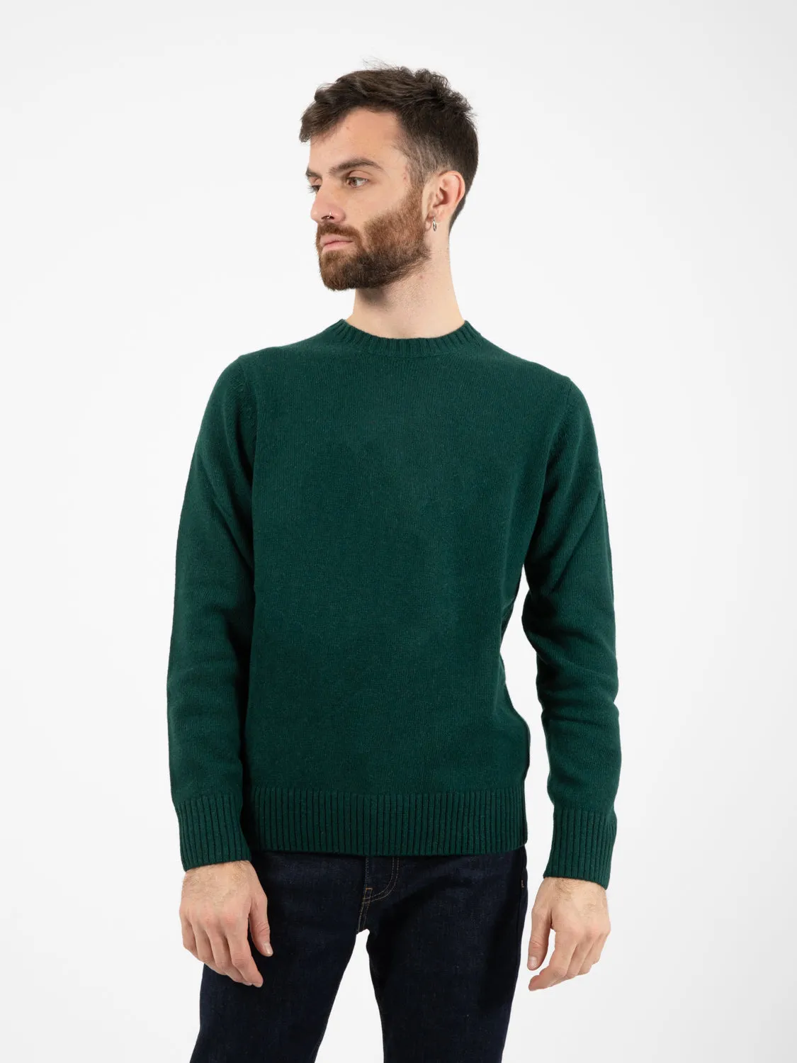 Maglione girocollo Lambswool verde bottiglia