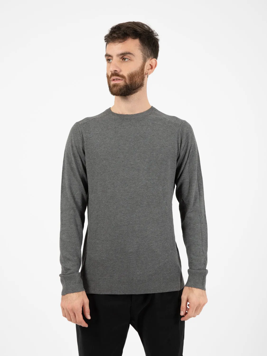 Maglione girocollo piquet fumo