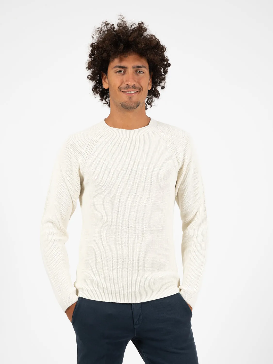 Maglione girocollo raglan panna