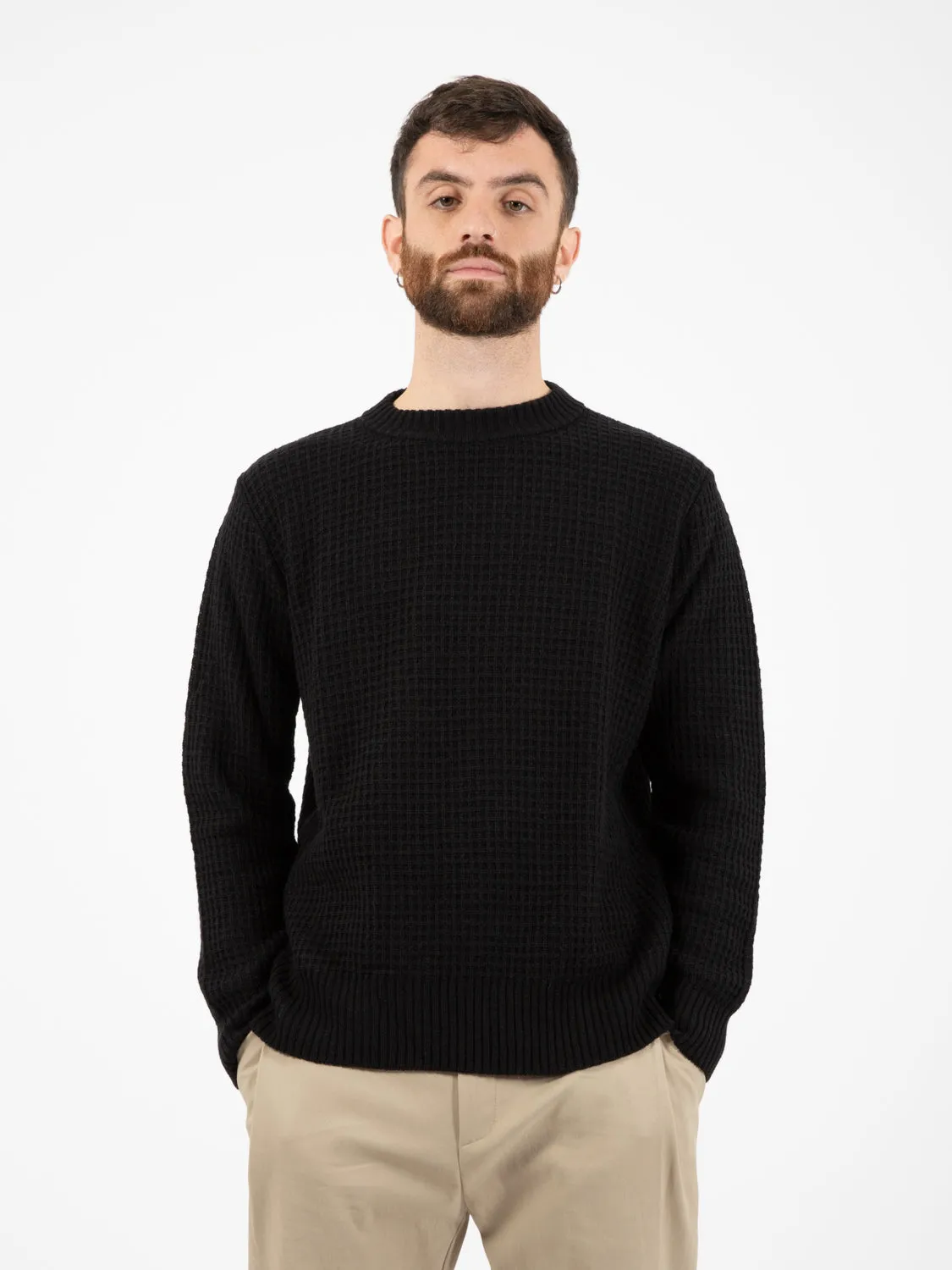 Maglione girocollo wafer nero