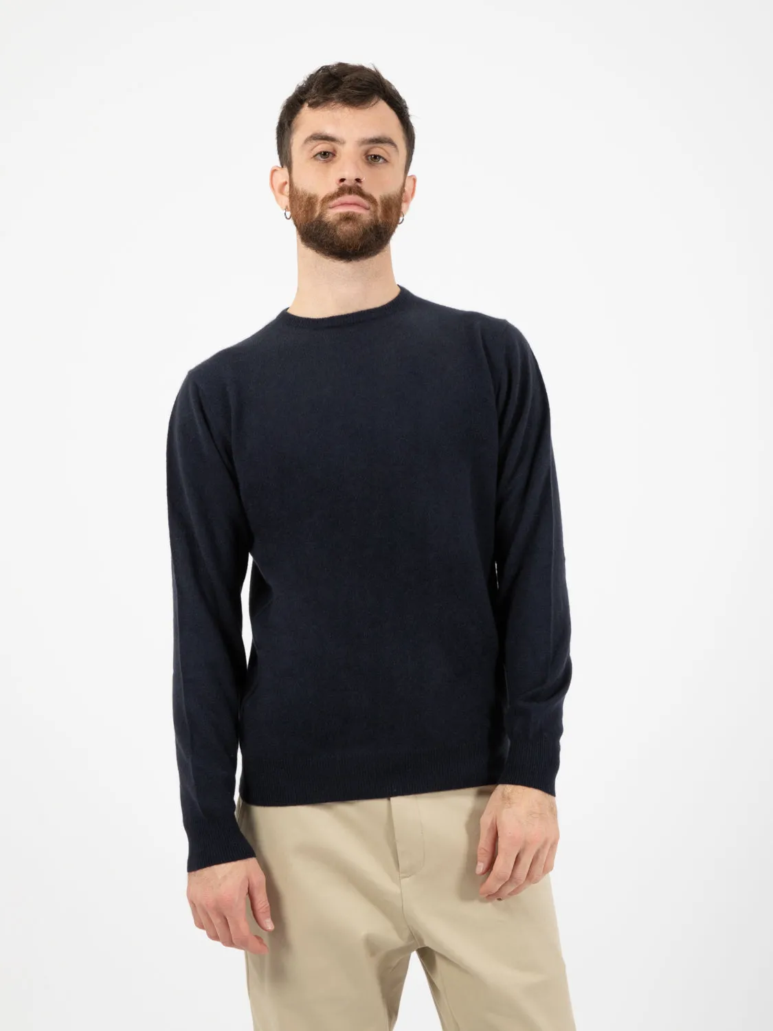 Maglione in cachemire girocollo blu