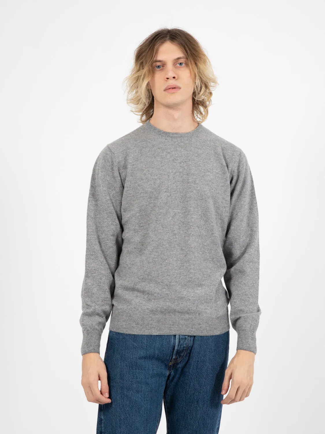 Maglione in cachemire girocollo grigio