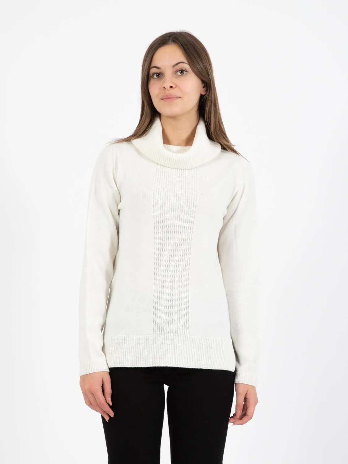 Maglione in lana con collo a ciambella ecrù