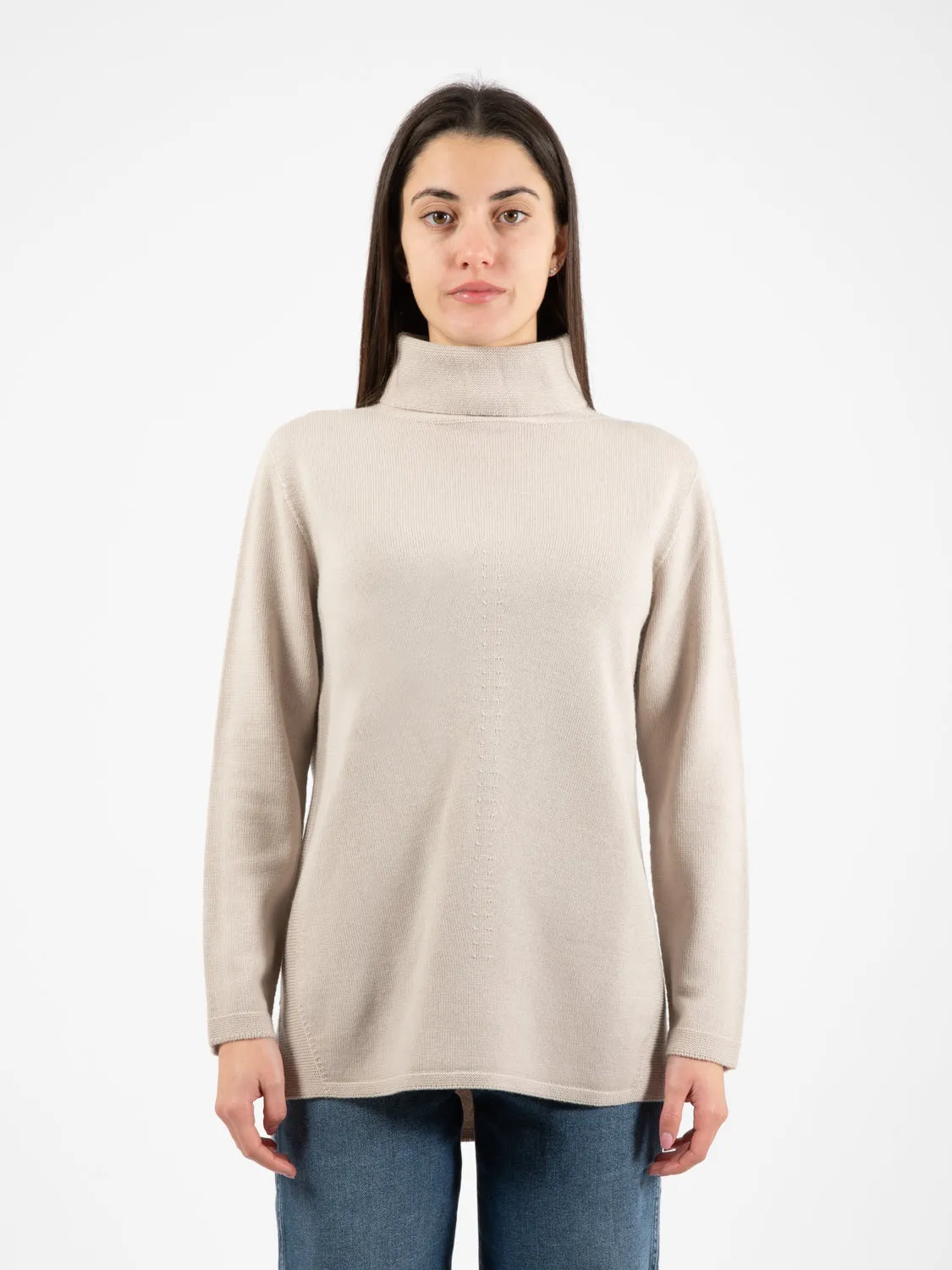 Maglione over dolcevita beige