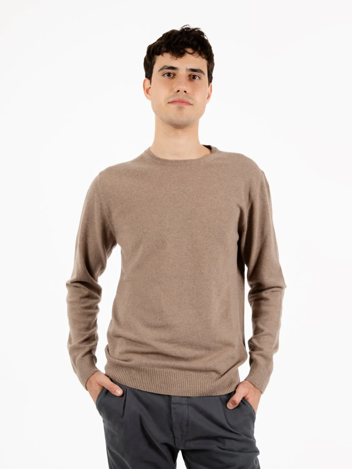 Maglione rasato girocollo beige