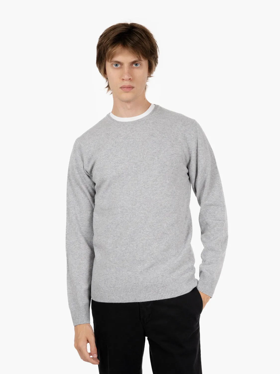 Maglione rasato girocollo cenere