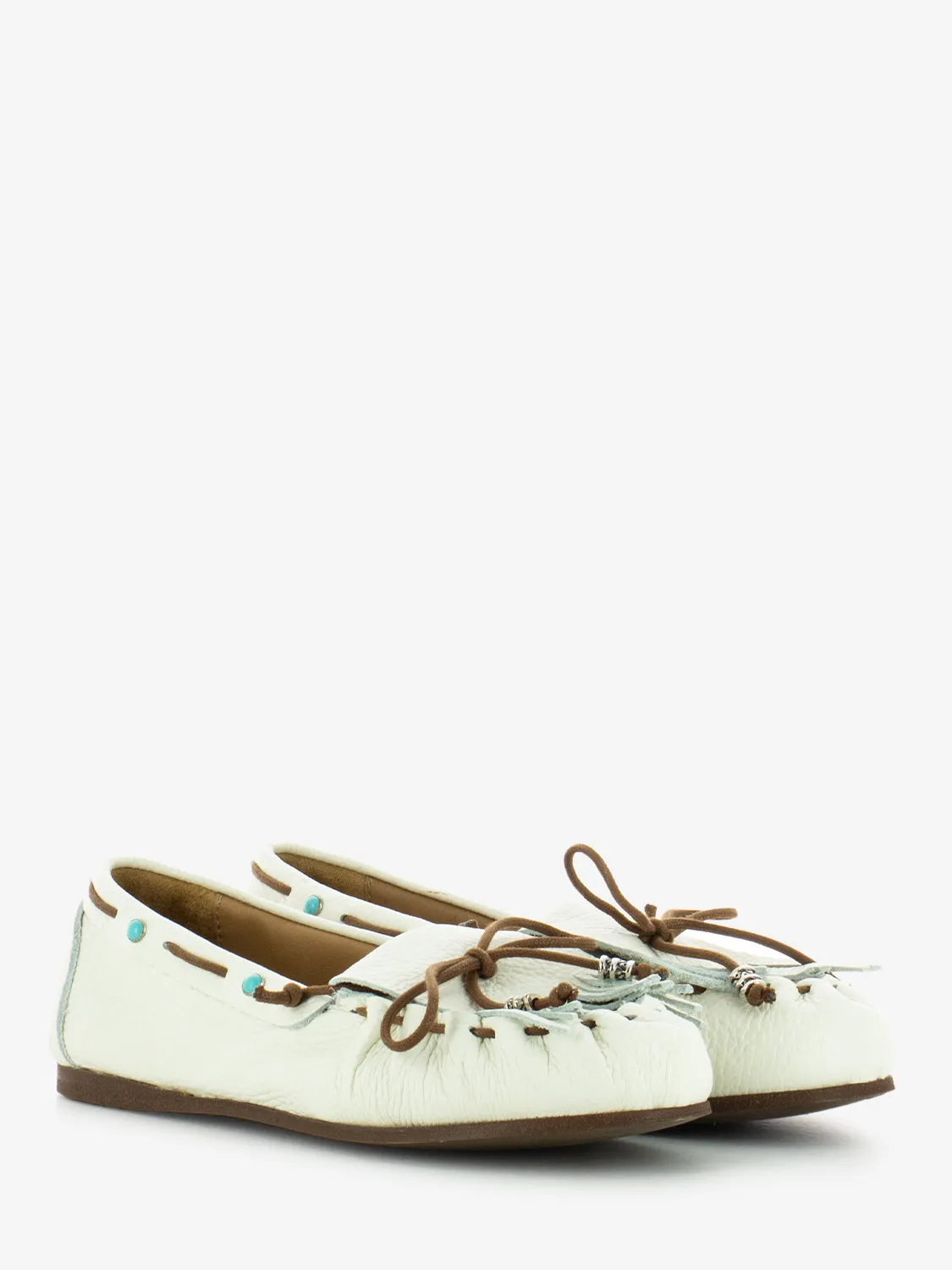 Mocassini in suede con frange bianco