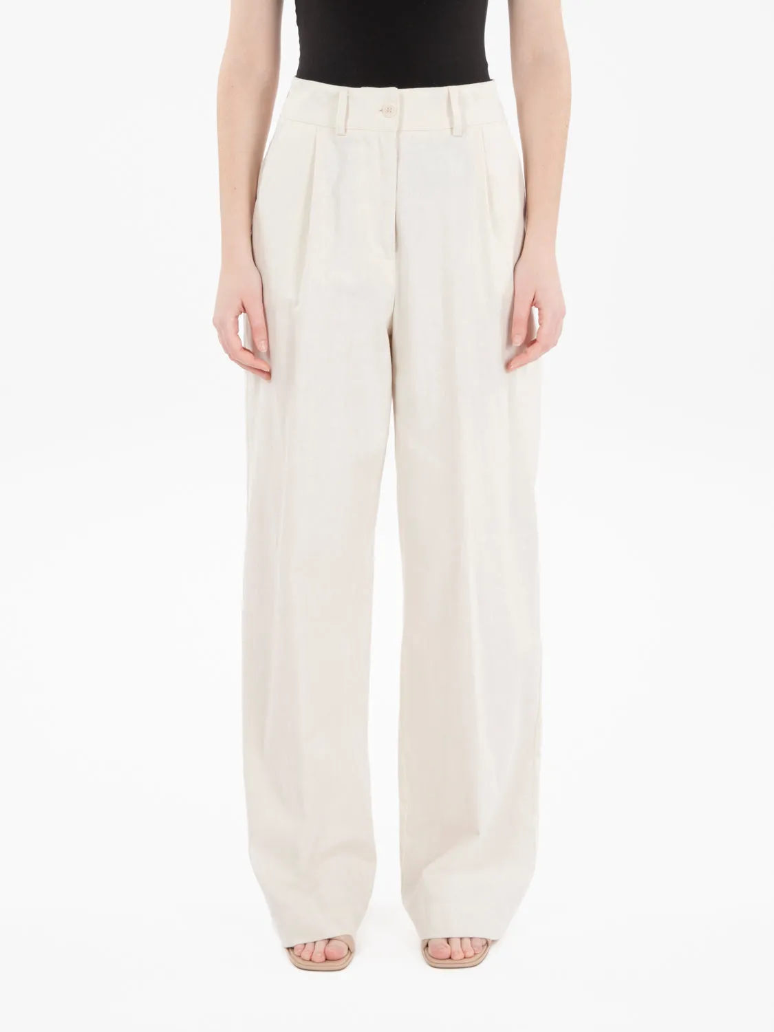 Pantaloni palazzo con pinces beige