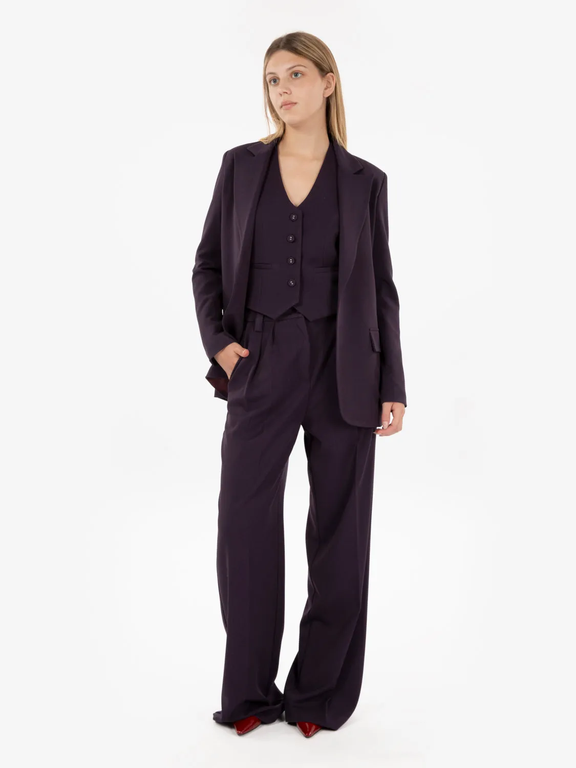 Pantaloni palazzo melanzana