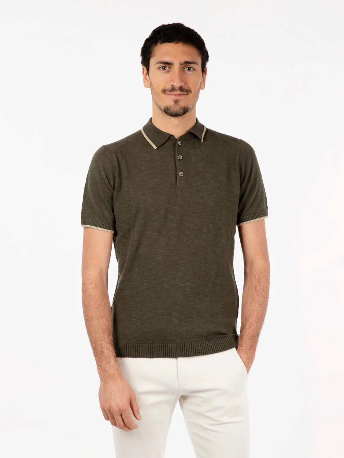 Polo in cotone a maniche corte sottobosco