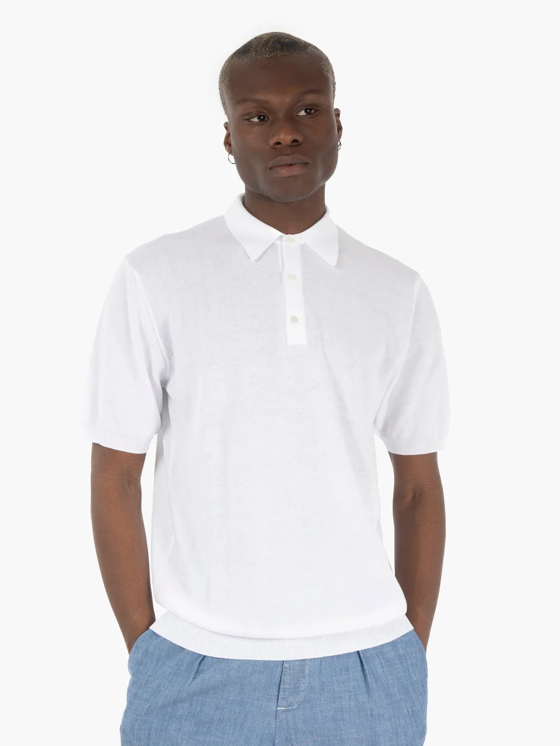 Polo in maglia bianco