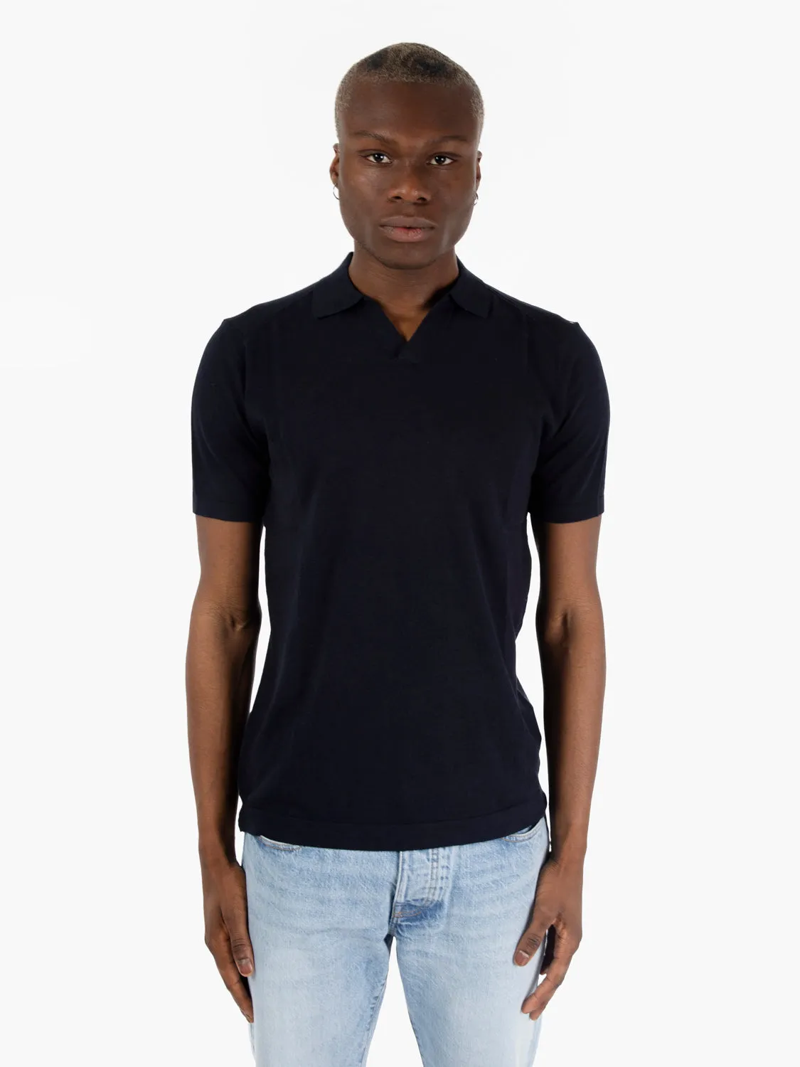 Polo in maglia manica corta navy