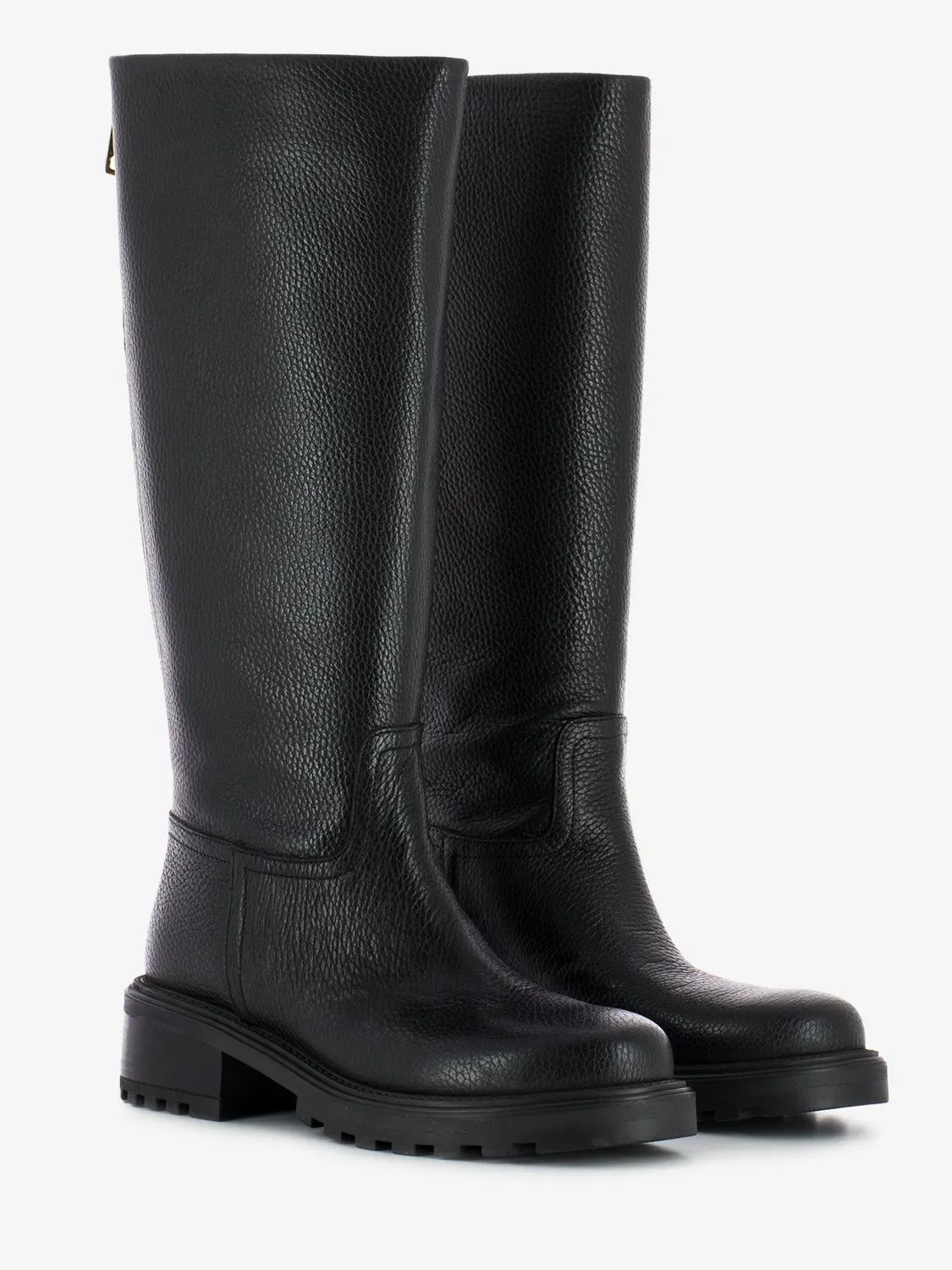 Stivale in pelle martellata nero