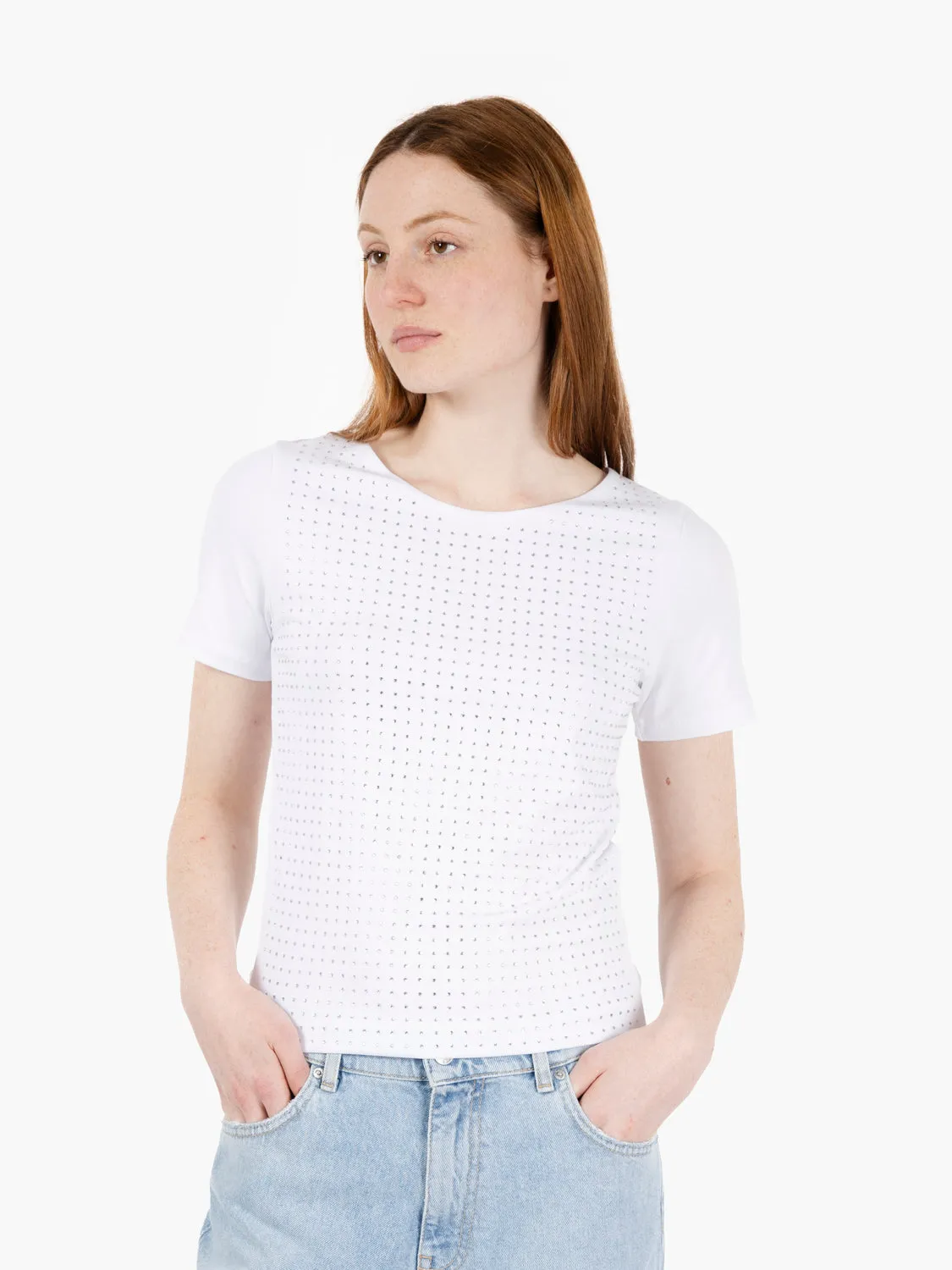 T-shirt swarosky bianco camp