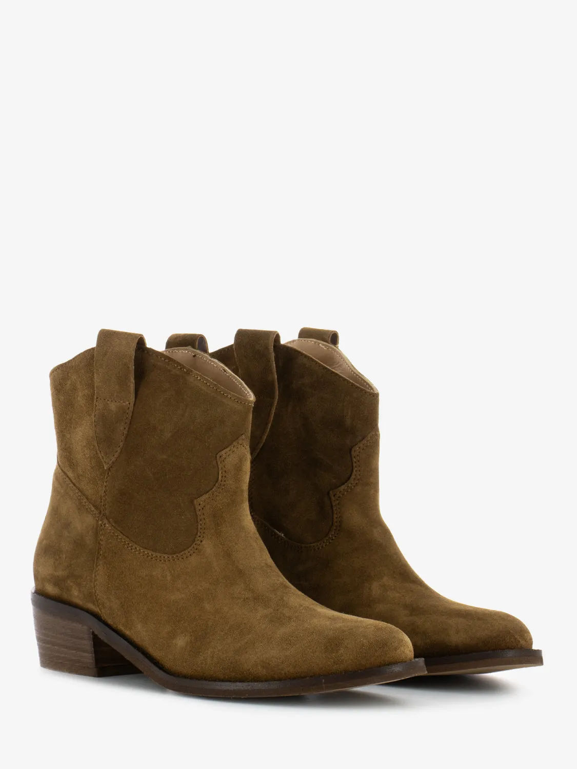 Tronchetti texani suede camoscio tabacco