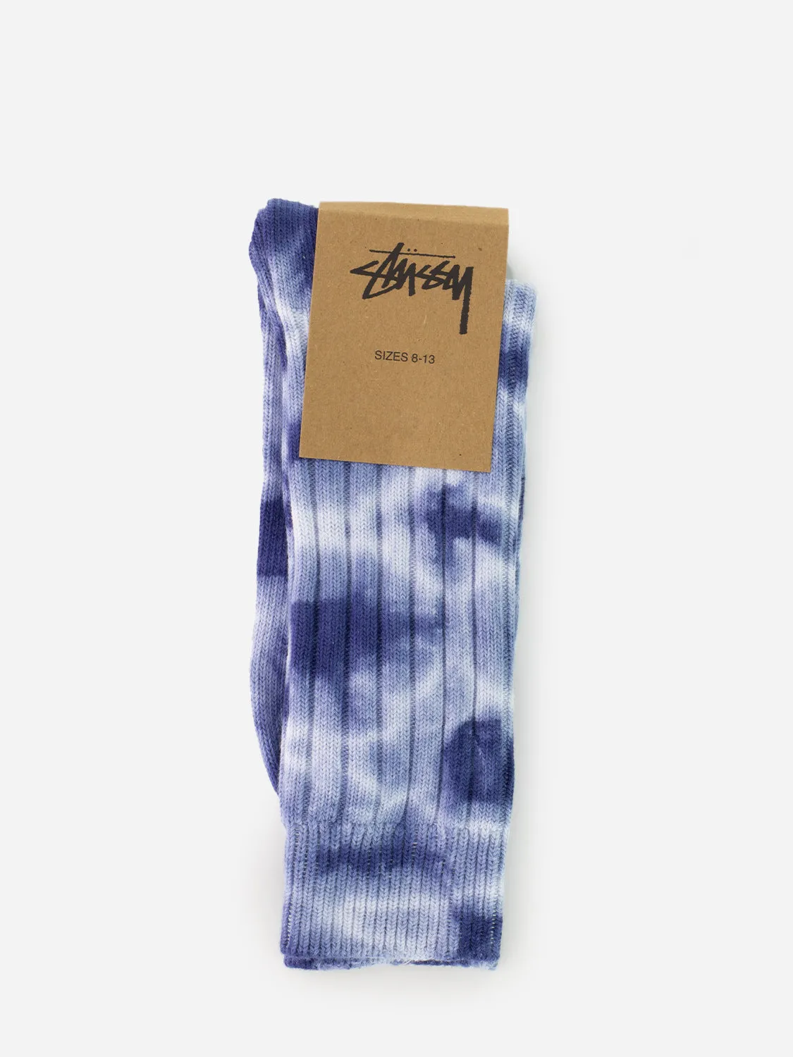 Dyed Ribbed Crew Socks indigo