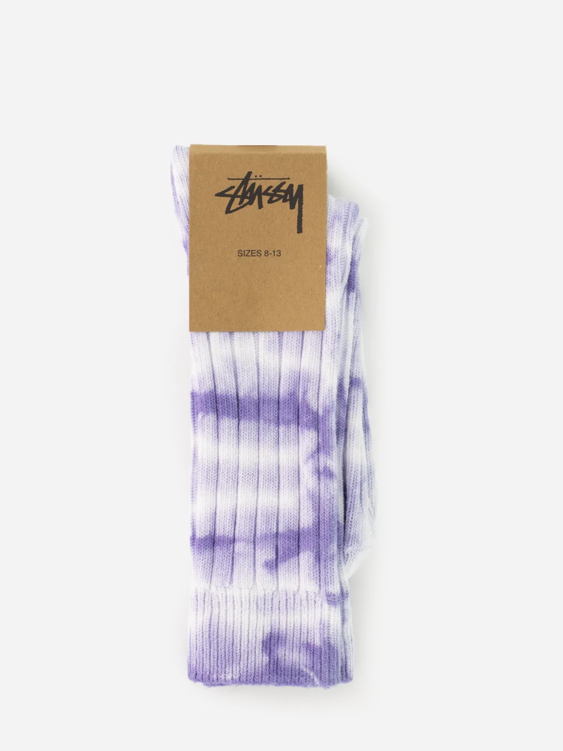 Dyed Ribbed Crew Socks lavender