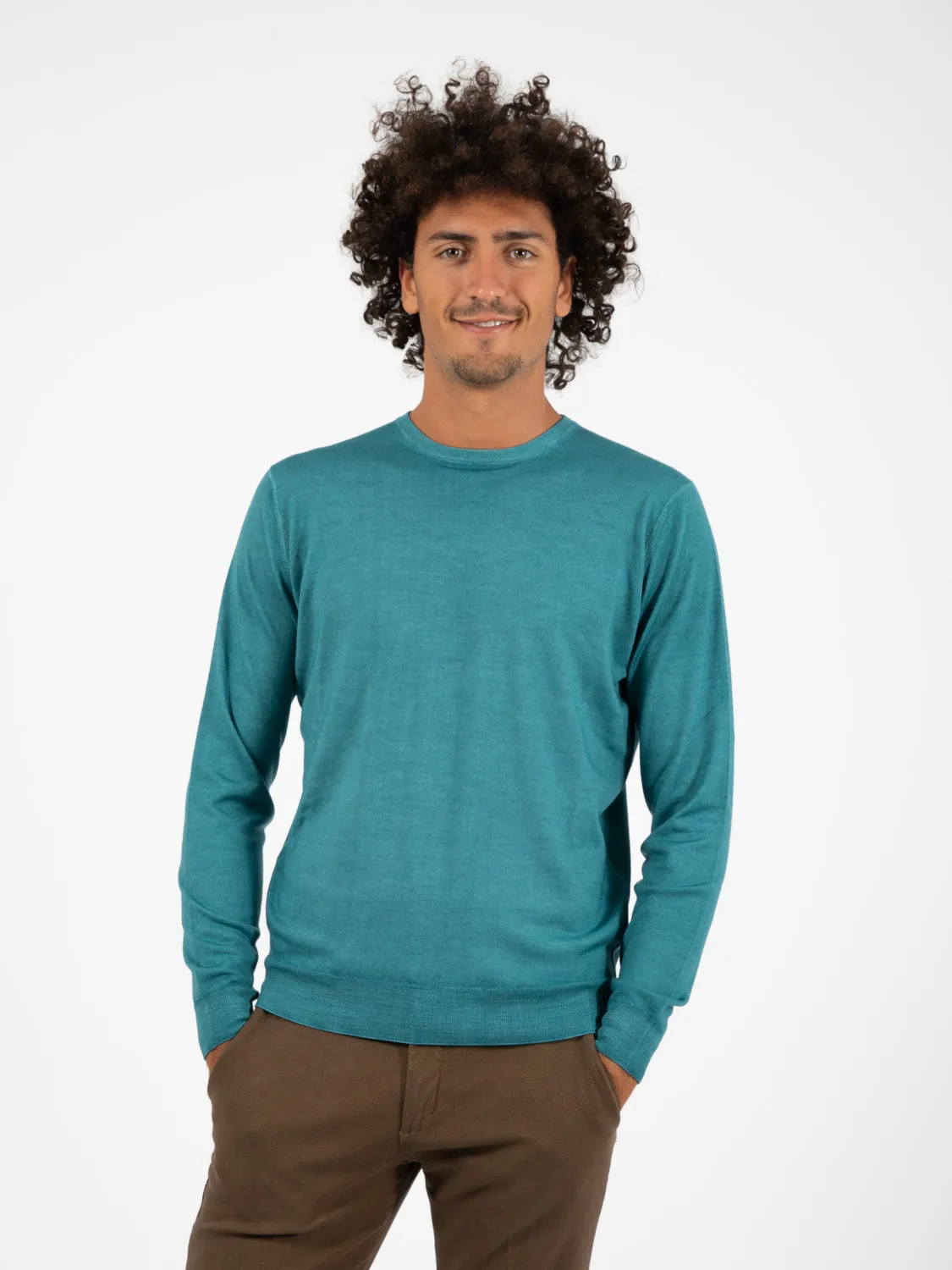 Maglione leggero girocollo ottanio