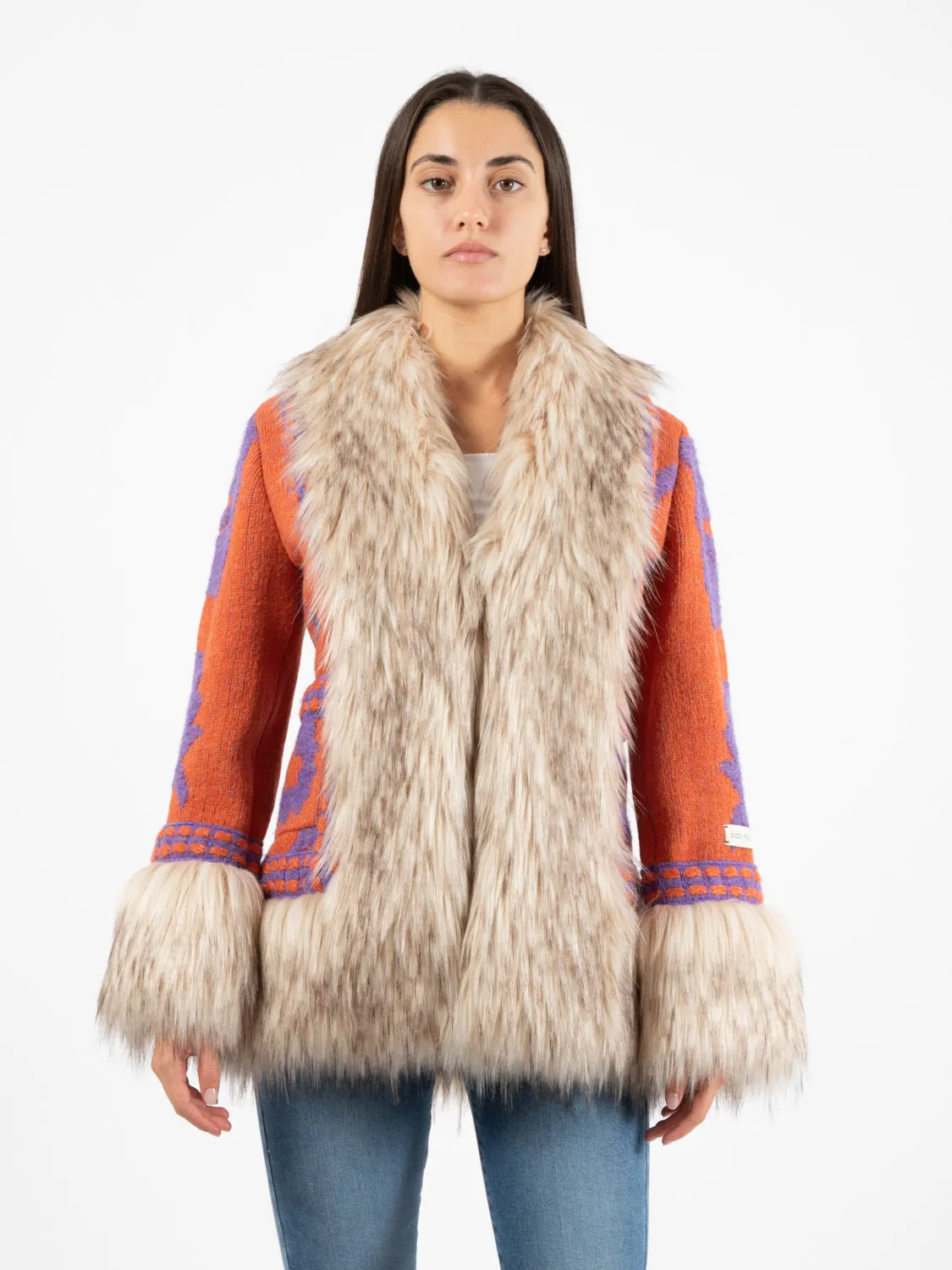 Cappotto corto Fausto naranja /morado