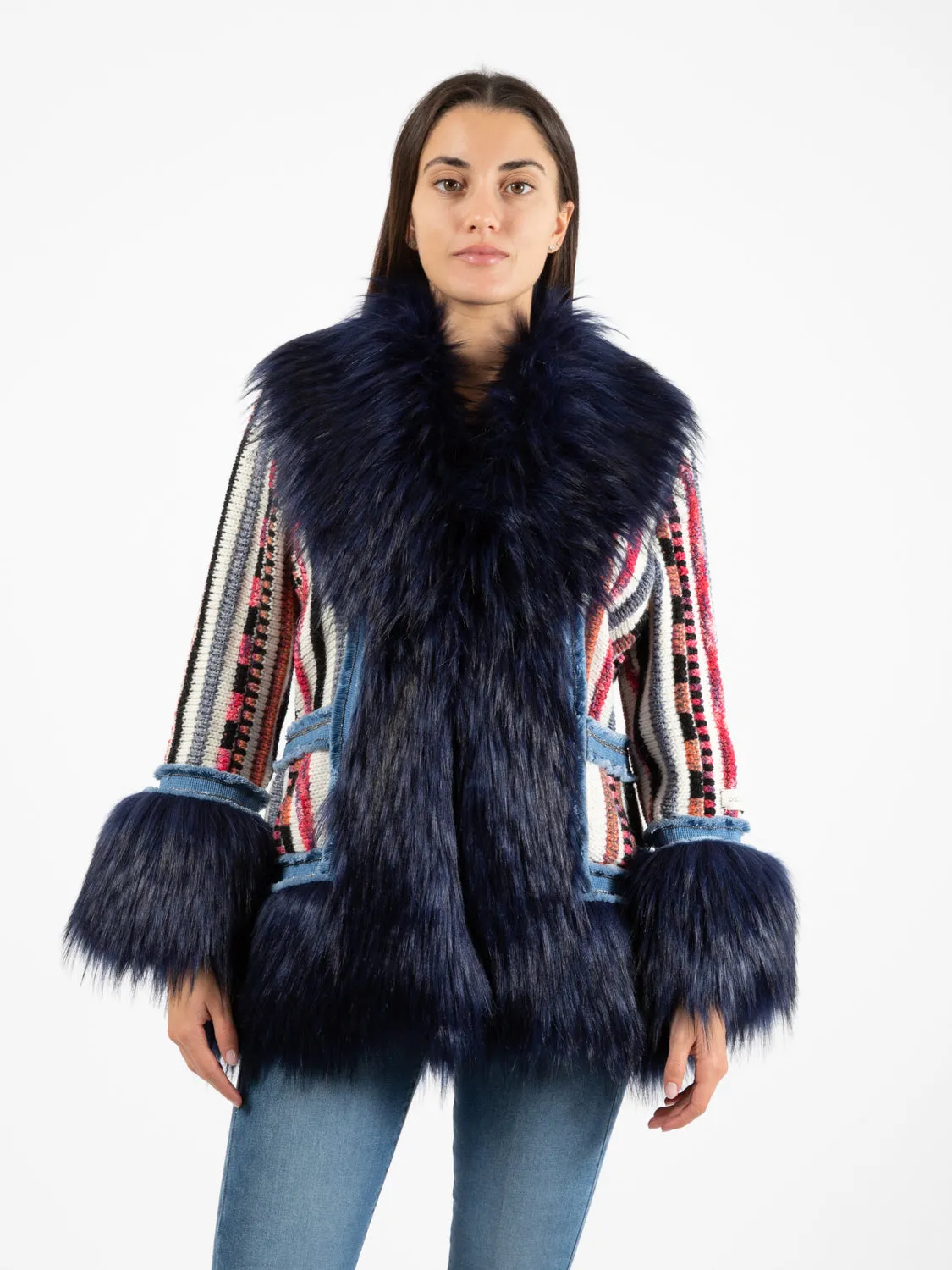 Cappotto corto Otilia in lana e alpaca multicolor