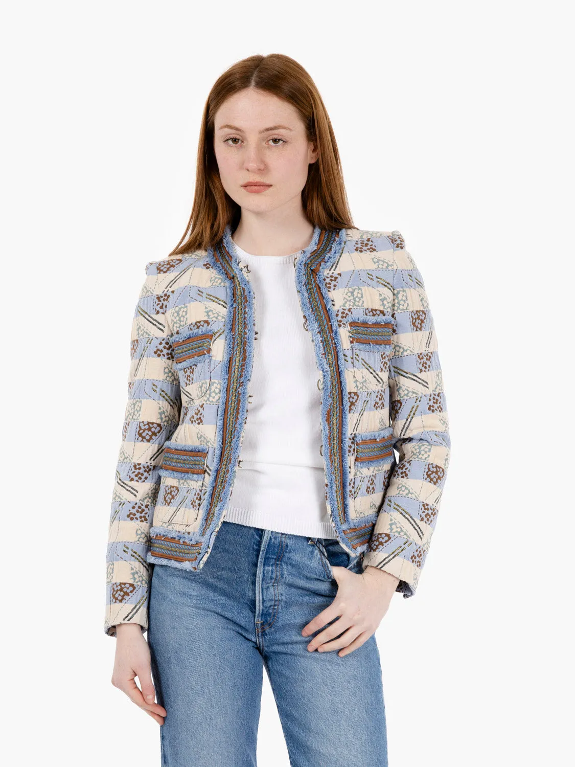 Giacca chanel jacquard Marquette beige / blu
