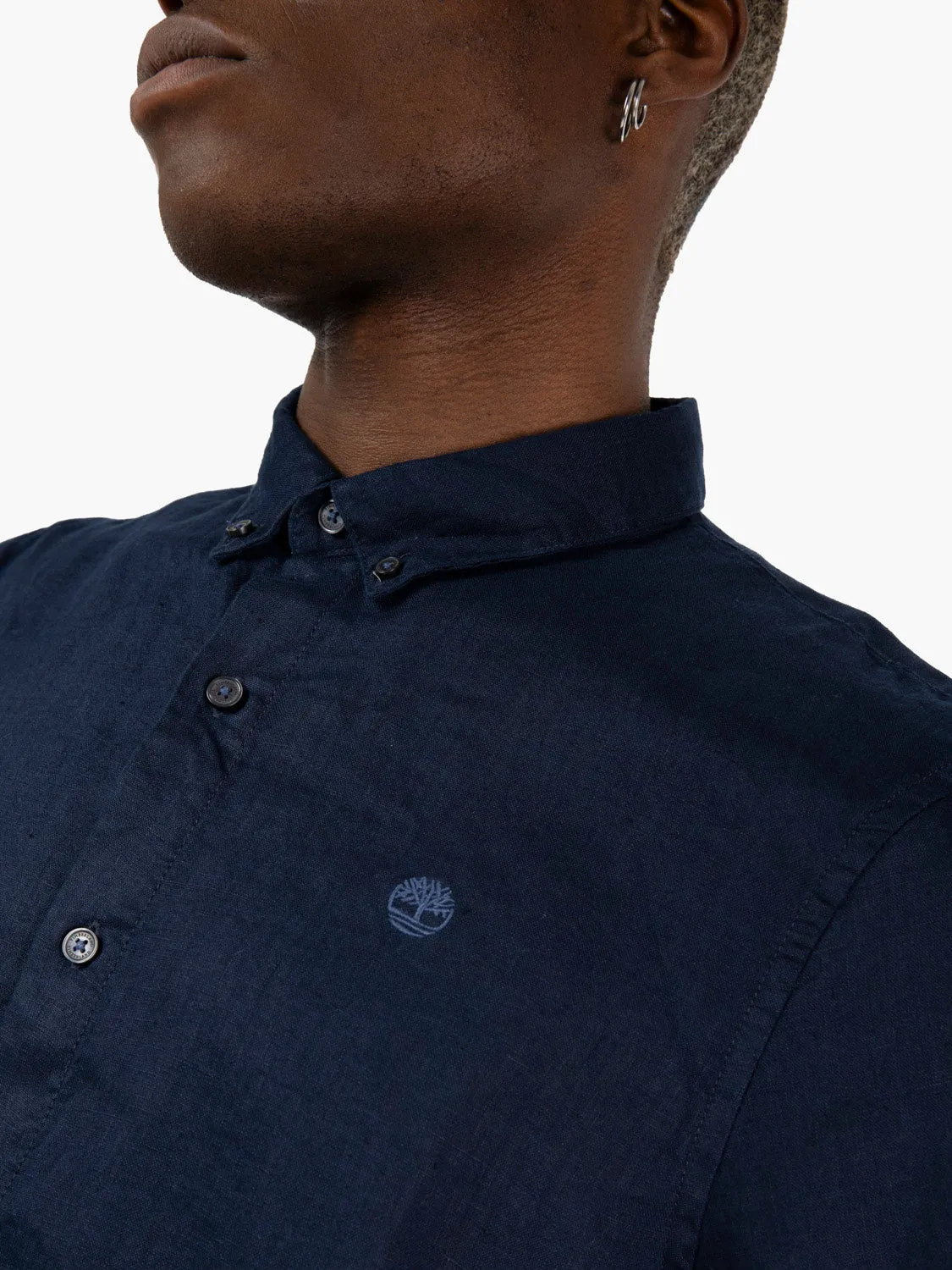 Camicia a maniche corte in lino dark sapphire