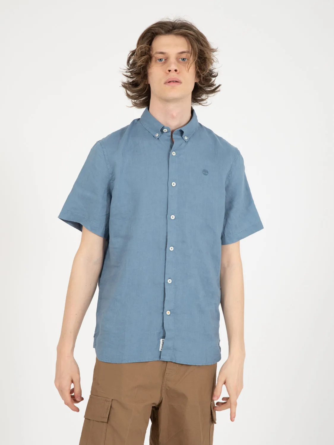 Camicia in lino Mill River captain's blue