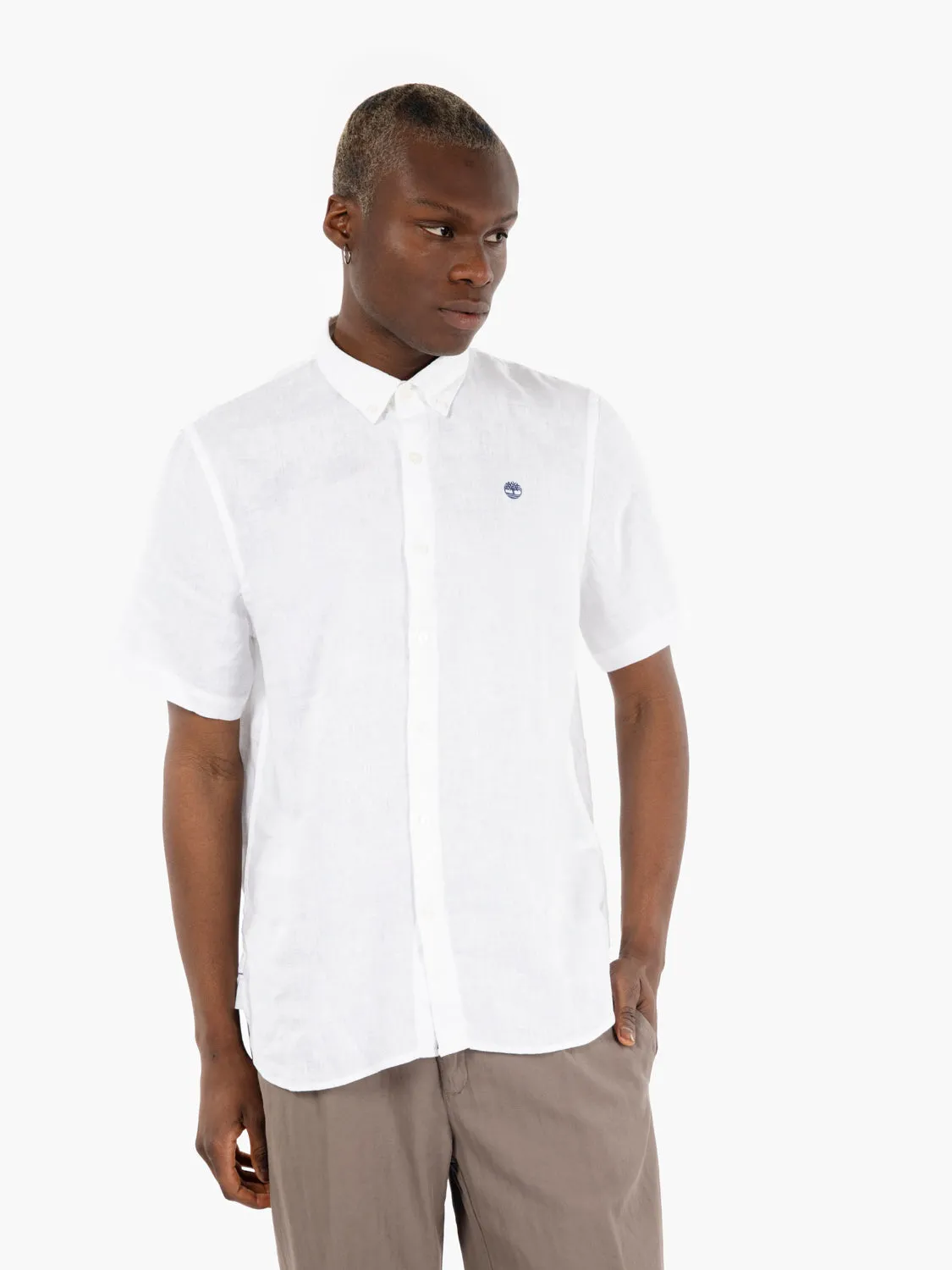 Camicia maniche corte in lino white