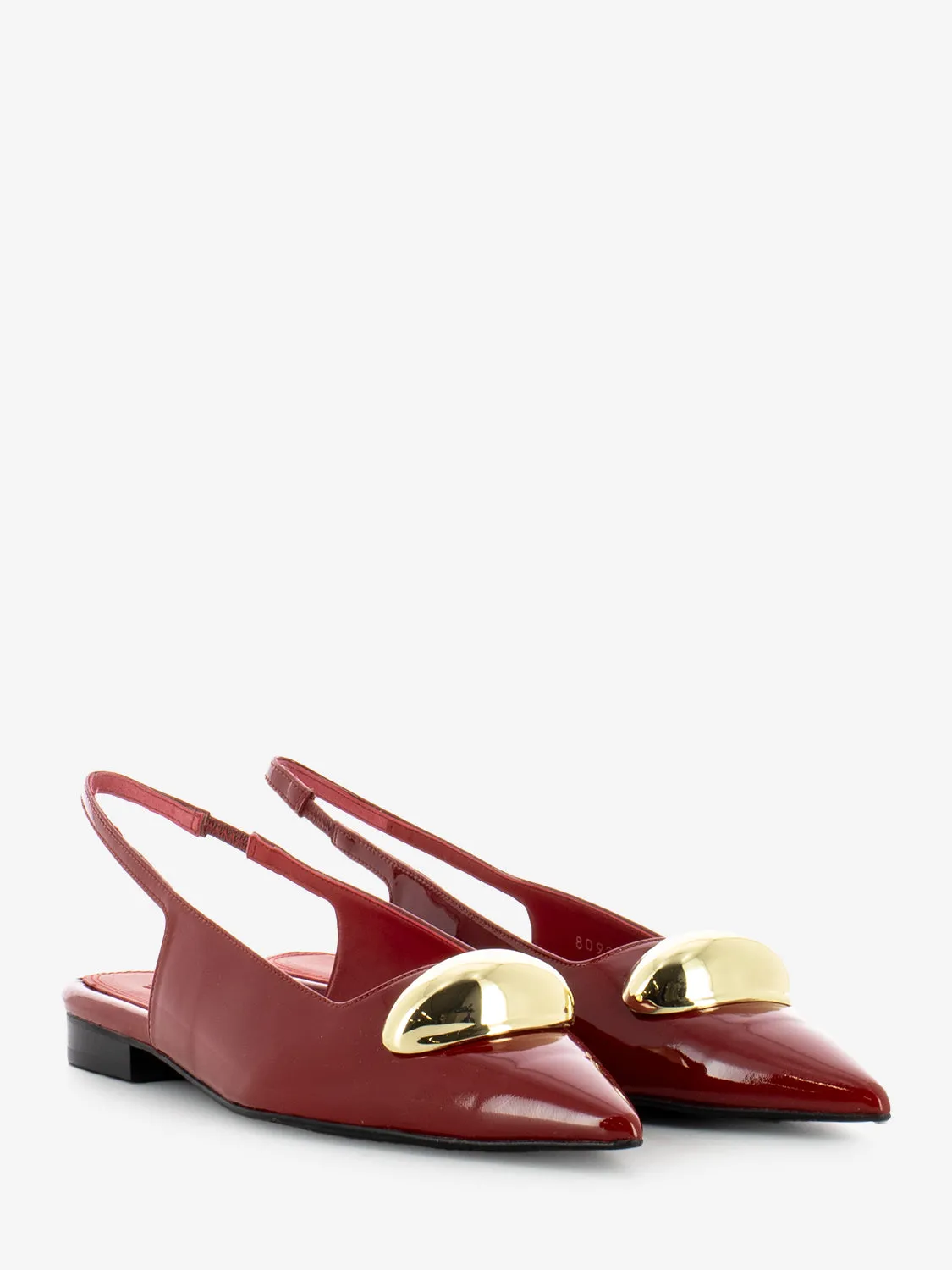 Slingback flat a punta laccato rosso