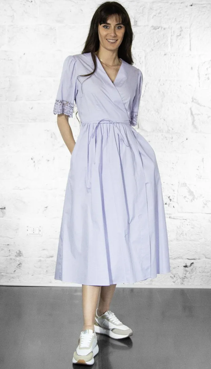 Twinset Abito longuette in popeline con pizzo