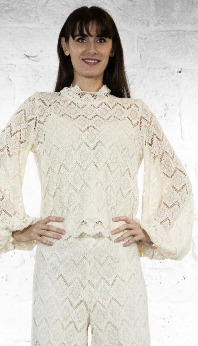 Twinset Blusa in pizzo macramè