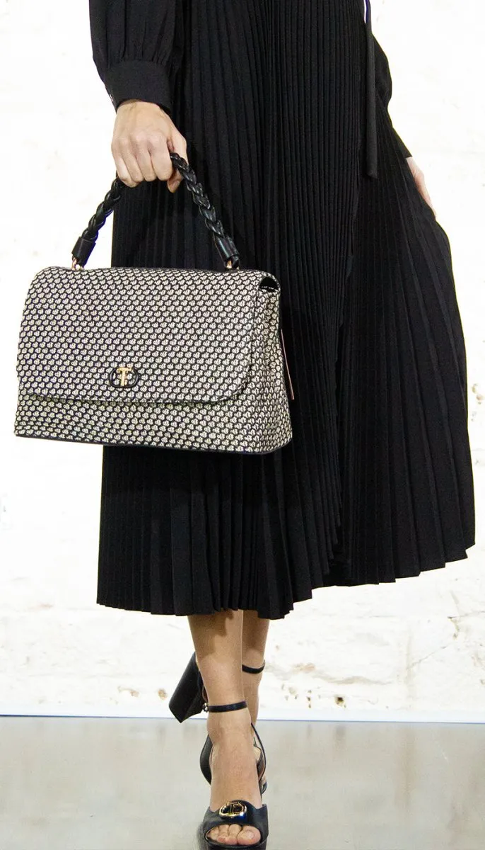 Twinset Borsa top handle in canvas effetto rete