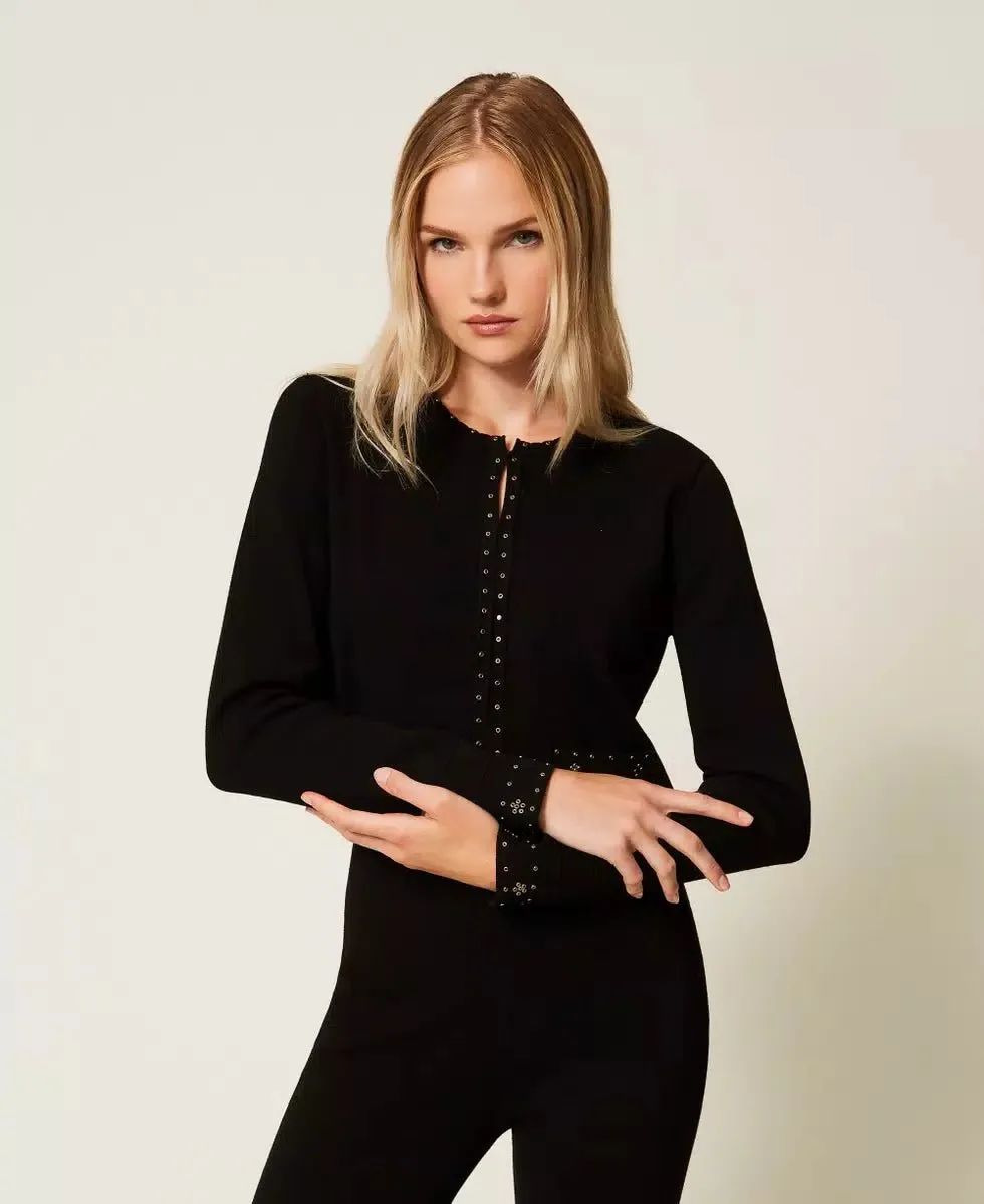 Twinset Giacca in maglia con strass