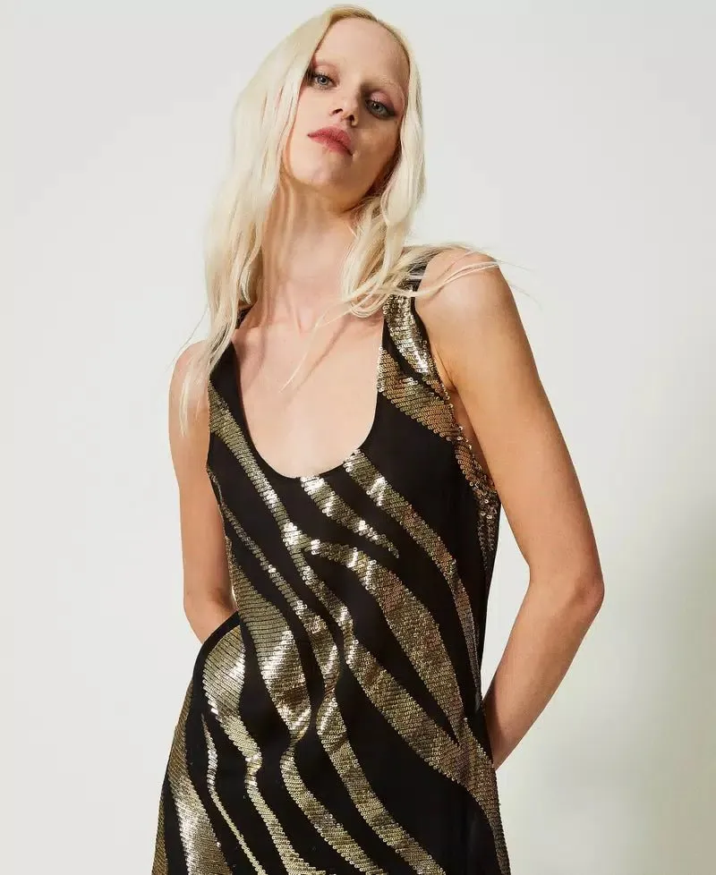 Twinset Maxi canotta con ricamo animalier