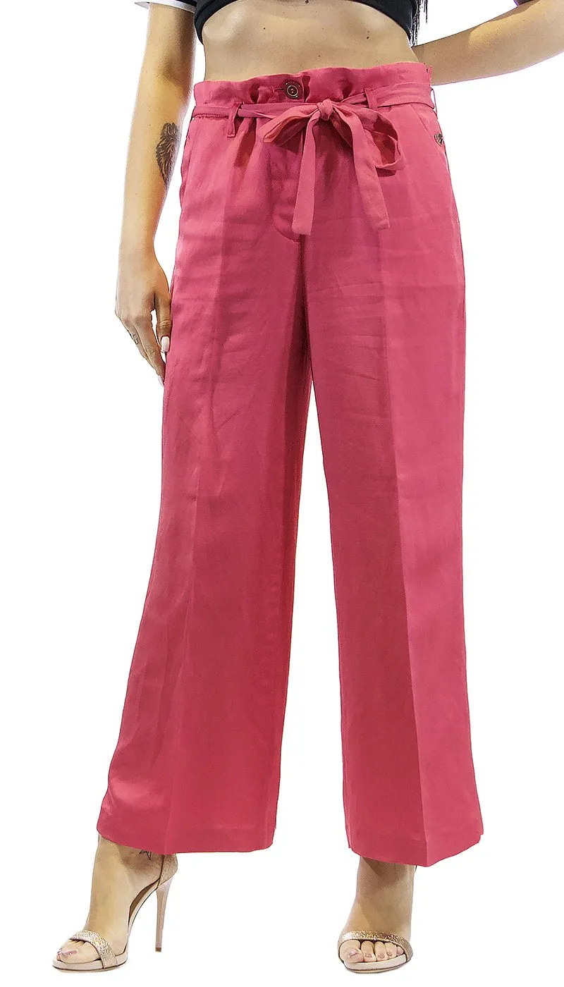 Twinset Milano Pantalone in lino envers satin. TS823P