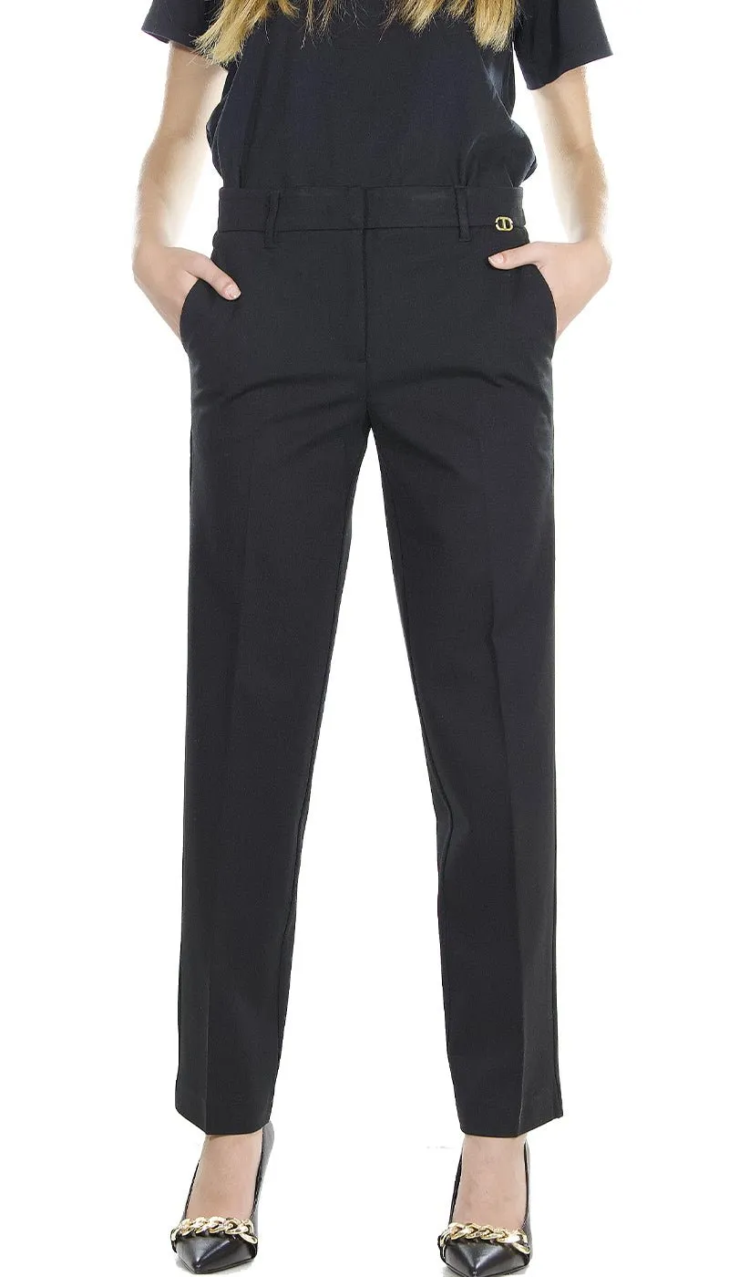 Twinset Milano Pantalone nero in punto milano. 212TP2062